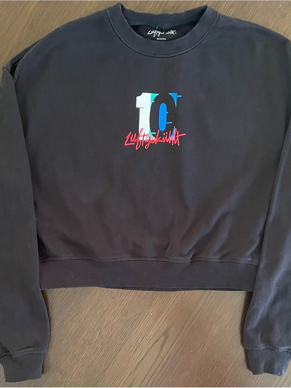 Luftgekuhlt 10 Porsche Cropped Crewneck Sweatshirt Women M Car Culture Black